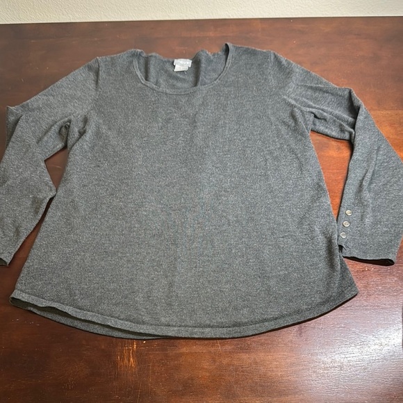 Chico’s Gray Long Sleeve Sweater/Shirt with Button Detail - Picture 1 of 1